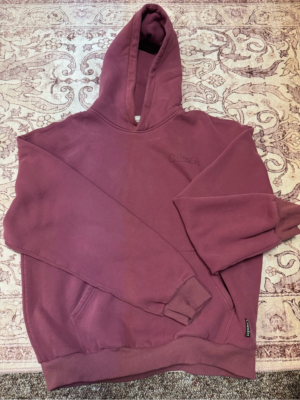 Comfort Oversized Hoodie in Plum with Subtle Chest Script